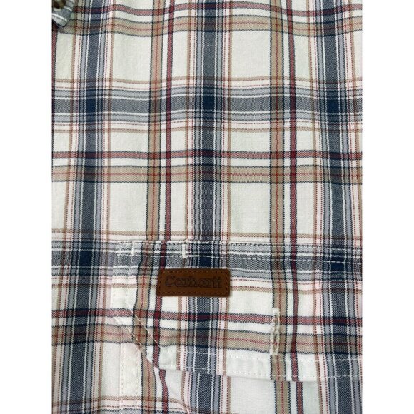 Carhartt Men's 100% Cotton Casual Button Down Short Sleeve Plaid Shirt Size XL - Picture 7 of 12